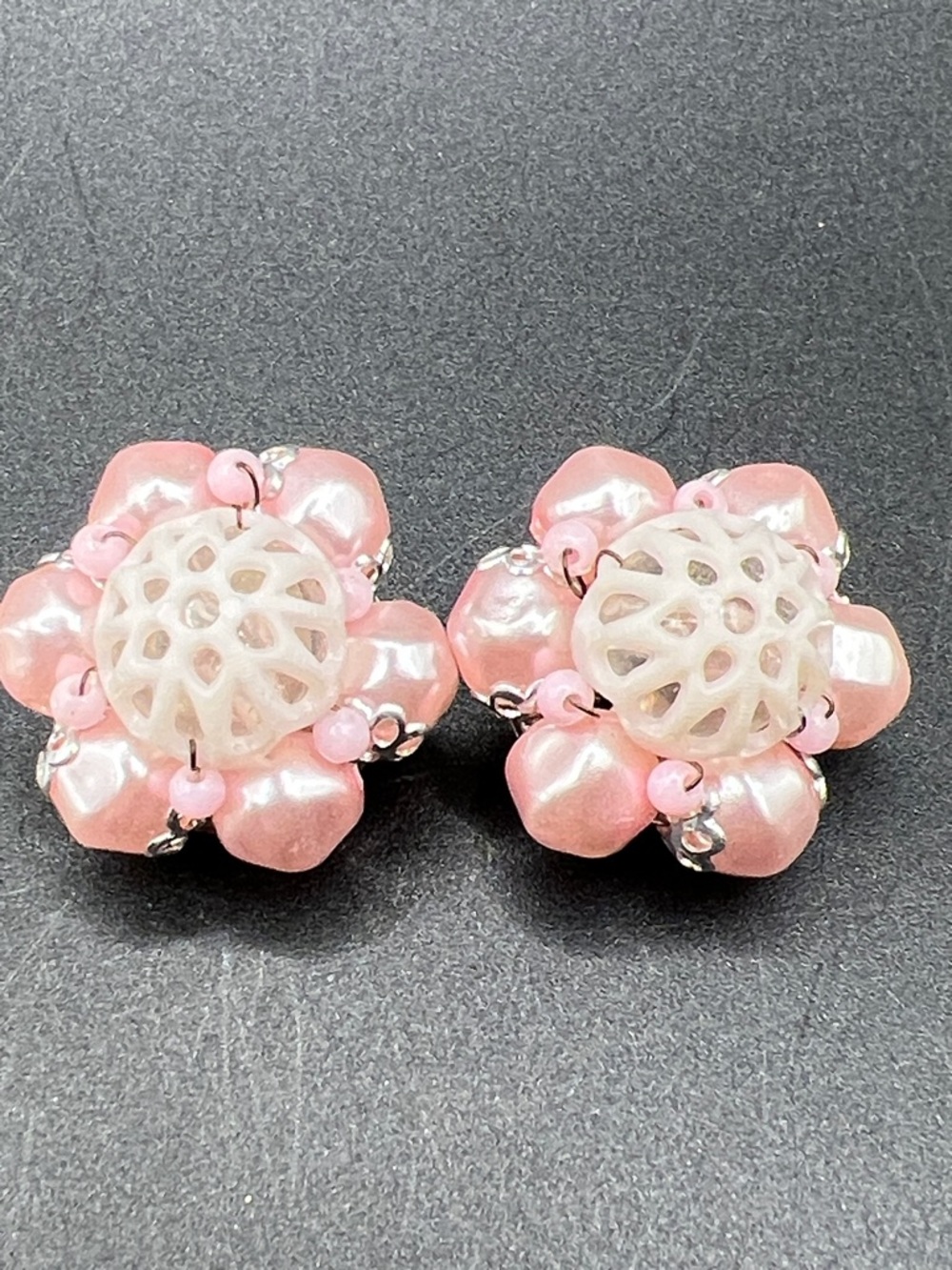 Vintage 1950’s Hong Kong Cluster Bead Earrings